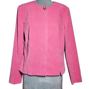 Vintage 80s Pink Button Up Blouse with Shoulder Pads Size 12